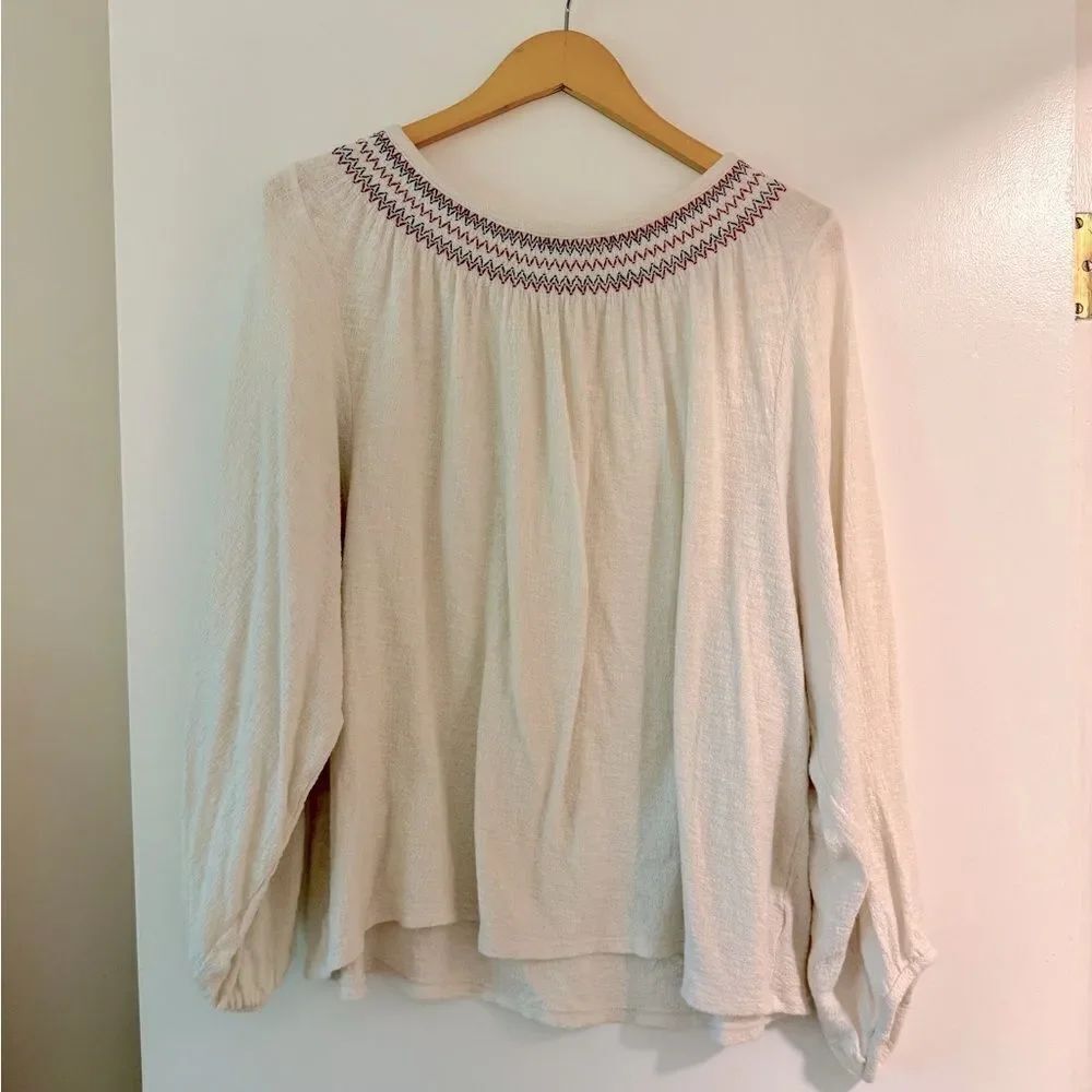 Madewell cropped, blouse. Falls mid-hip. 3/4 sleeve length Size XL
